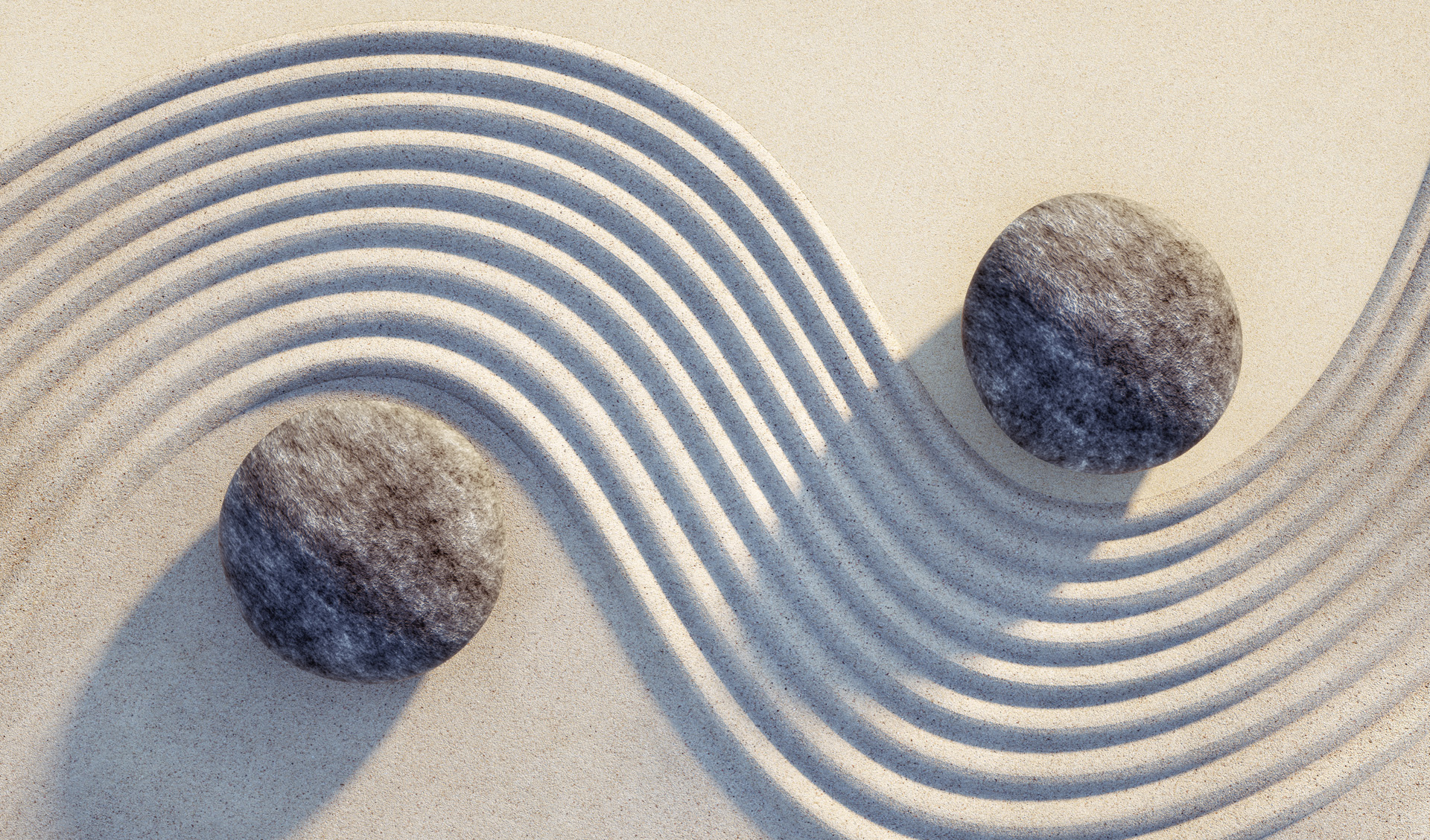 Japanese Rock Garden, Rock Garden, Summer, Yin Yang Symbol, Nature, tranquility